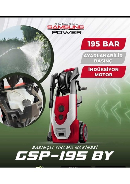 Oto Yıkama Makinası 195 Bar 2500 Watt Indüksiyon Motor Samsung Power