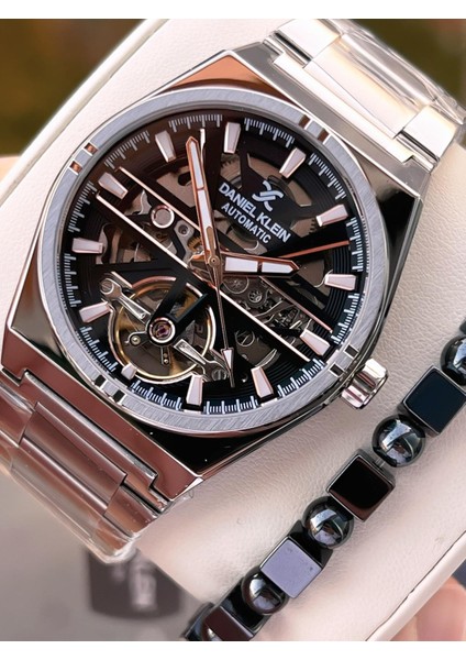 Otomatik Mehtap ve Güneş Kadranlı Bileklik Hediyeli 3 Atm Erkek Kol Saat FDK.14268.K3