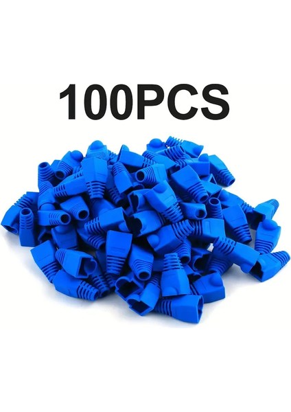 100 Adet ( Mavi ) RJ45 Cat6 CAT6E Cat5 CAT5E 8P8C Utp Ethernet Ağ Kablosu Jakı Koruma Cover Kılıfı Kablo Konnektörü fiyatları