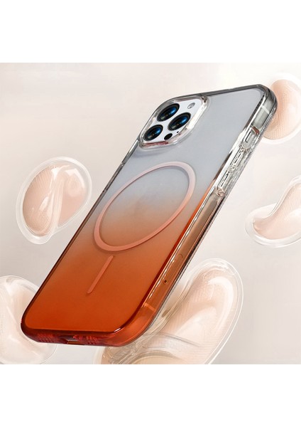 Apple iPhone 16 Pro Uyumlu M-Safe Şarj Özellikli Septik Silikon Kapak Turuncu fırsatları