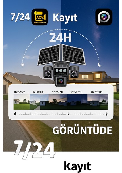 4g Solar 4 Lens Güvenlik Kamerası 12MP – Renkli Gece Görüş, IP66, Hediyeli Sd Kart ve Sım Kart modelleri