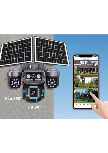 4g Solar 4 Lens Güvenlik Kamerası 12MP – Renkli Gece Görüş, IP66, Hediyeli Sd Kart ve Sım Kart fırsatları