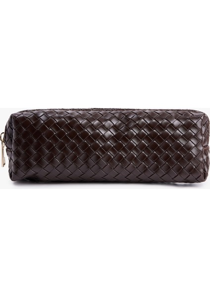 Örgü Desenli Fermuarlı Makyaj Çantası