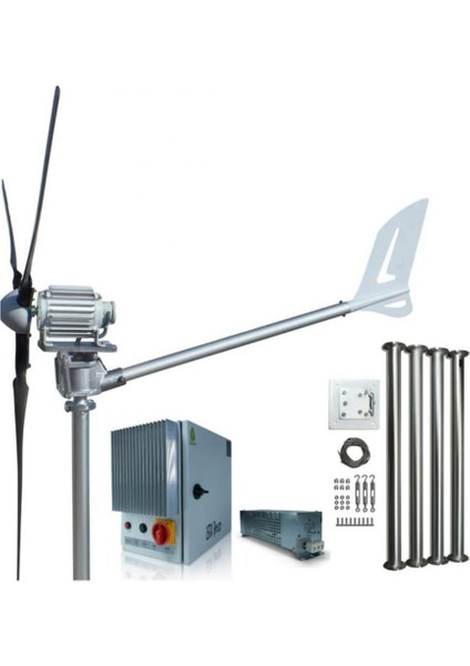 Ista Breeze 1500W 24V/48V Windsafe Korumalı Rüzgar Türbini + Wind Pro Şarj Kontrol Cihazı + Direk Seti