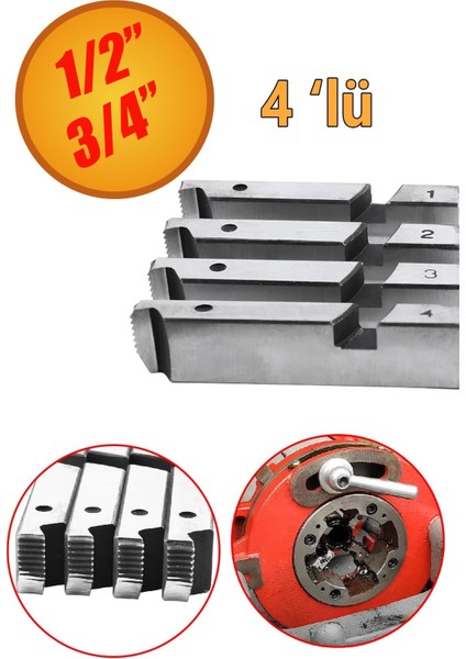 Metal Diş Açıcı Euromax EX75011 EX75013 EX75015 Pafta Tarak Yedek Diş Açma Tarağı 1/2" - 3/4"