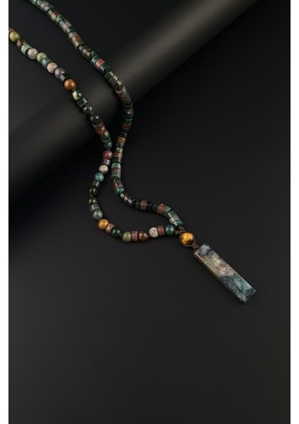 Doğal Taş Kolye, Hint Akiği Uçlu, Bohem Kolye, Hediye Kolye, Erkek Kolye, Kadın Kolye