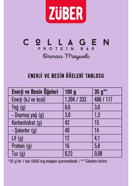 Kolajen Protein Bar Orman Meyveli 35G x 4 Adet fiyatları