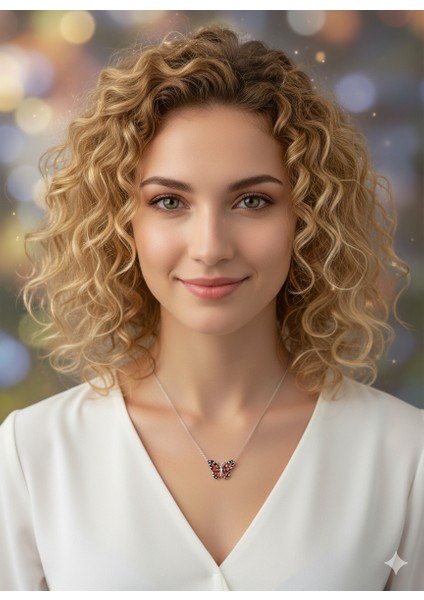 Zirkon Taşlı; Kelebek Model, Zarif 925 Ayar Gümüş Kolye