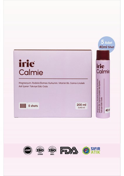 Calmie Magnezyum, Rodiola, Ekstresi, Kurkumin, Vit B6, Gla Içeren Takviye Edici Gıda (40ML x 5)