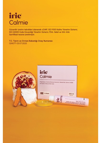 Calmie Magnezyum, Rodiola, Ekstresi, Kurkumin, Vit B6, Gla Içeren Takviye Edici Gıda (40ML x 5)