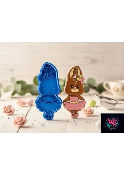 Sevimli Balerin Tavşan Kurabiye Kalıbı ve Şeker Hamuru Şekillendirici
