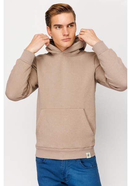 Erkek Camel Kapşonlu Sweatshirt fırsatları