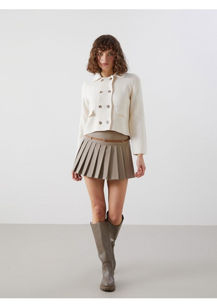 Yeni Sezon Beli Kemerli Kadın Pileli Şort Etek