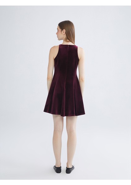 Yeni Sezon Halter Yaka A Kesim Kadife Mini Elbise fırsatları