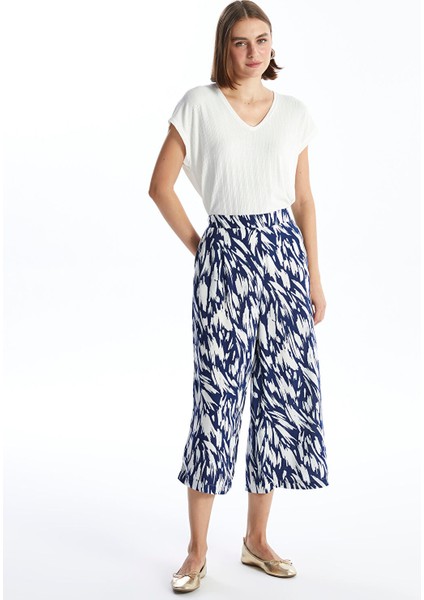 Yeni Sezon Beli Lastikli Desenli Kadın Kapri