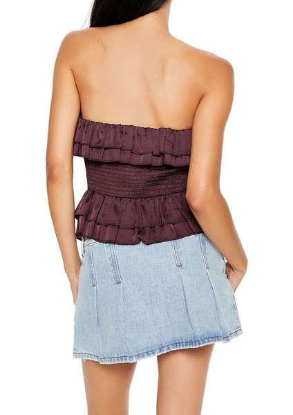 F21 Saten Fırfır Detaylı Bluz modelleri