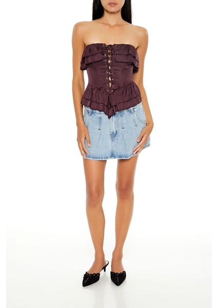 F21 Saten Fırfır Detaylı Bluz fırsatları