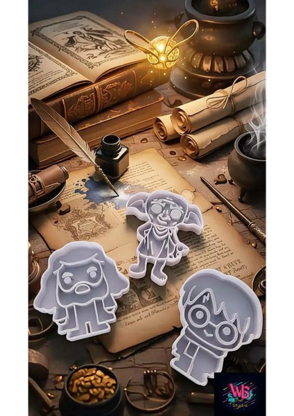 3'lü Harry Potter | Hagrid | Dobby Kurabiye Kalıbı ve Şeker Hamuru Kalıbı