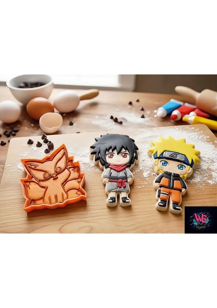 3'lü Naruto | Sasuke | Kyubi Kurabiye Kalıbı ve Şeker Hamuru Şekillendirici Seti fiyatları
