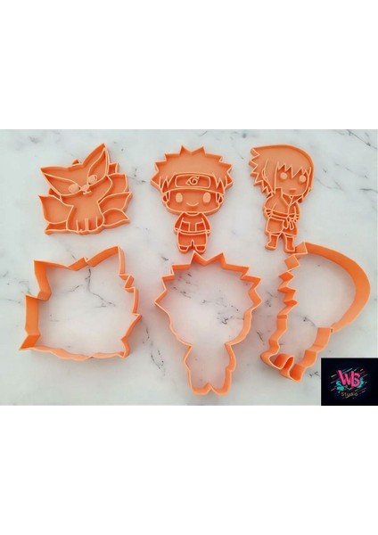 3'lü Naruto | Sasuke | Kyubi Kurabiye Kalıbı ve Şeker Hamuru Şekillendirici Seti modelleri
