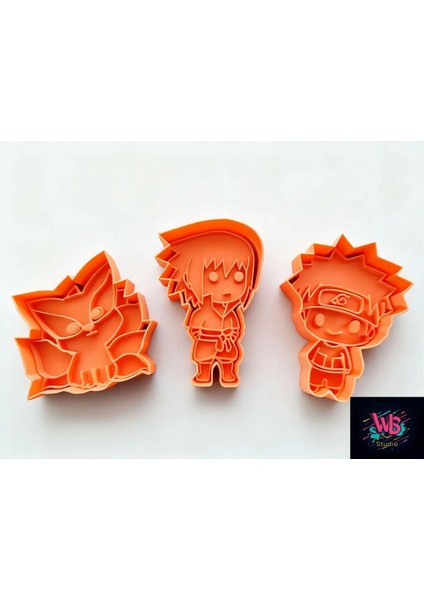 3'lü Naruto | Sasuke | Kyubi Kurabiye Kalıbı ve Şeker Hamuru Şekillendirici Seti fırsatları
