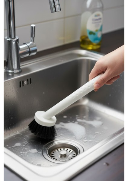 Çok Amaçlı Beyaz Saplı Mutfak Banyo Temizlik Fırçası - Bulaşık Temizlik Fırçası