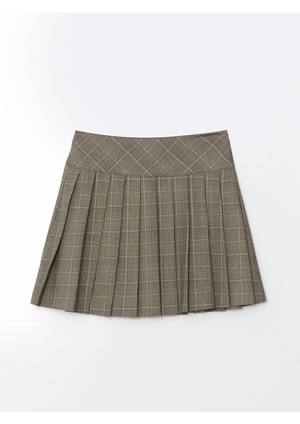 Yeni Sezon Beli Fermuarlı Ekose Kadın Pileli Etek indirimleri