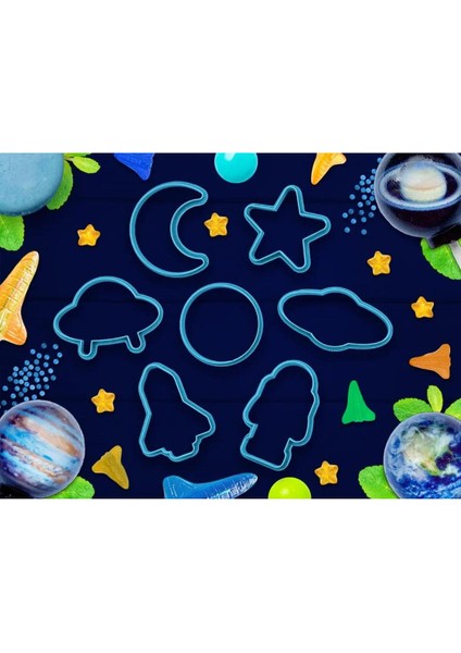 Uzay Macerası 7 Parça Kurabiye Kalıbı ve Şeker Hamuru Şekillendirici Set fiyatları