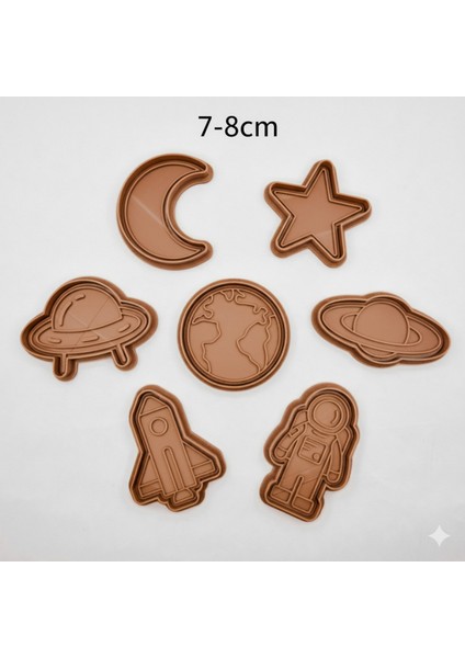 Uzay Macerası 7 Parça Kurabiye Kalıbı ve Şeker Hamuru Şekillendirici Set modelleri