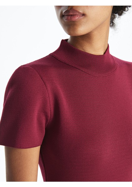 Yeni Sezon Yarım Balıkçı Yaka Dokulu Kadın Triko Elbise modelleri