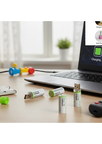 ® USB Şarjlı 1450MAH Aa 1.2V Lityum Kalem Pil – 4'lü Set, Tekrar Şarj Edilebilir Uzun Ömürlü Dönüştürülebilir Batarya indirimleri