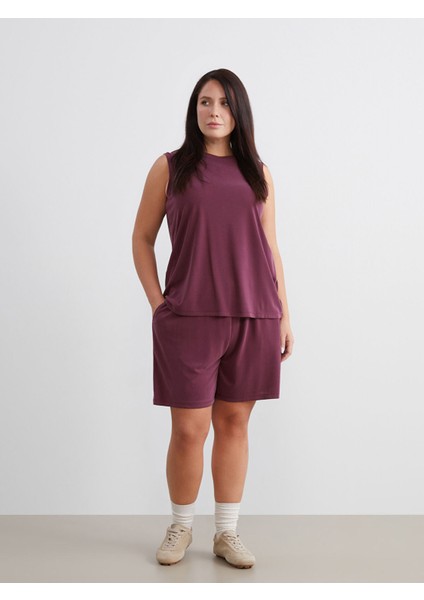 Yeni Sezon Beli Lastikli Modal Karışımlı Kadın Şort