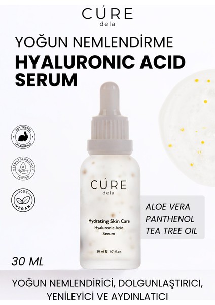 Yoğun Nemlendirici, Dolgunlaştırıcı, Onarıcı, Yenileyici ve Aydınlatıcı, Hyaluronic Acid Serum 30 ml