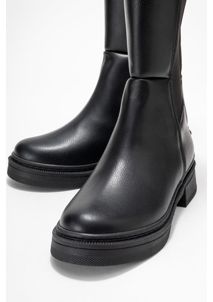Kadın Düz Streçli Çizme Siyah Cilt modelleri
