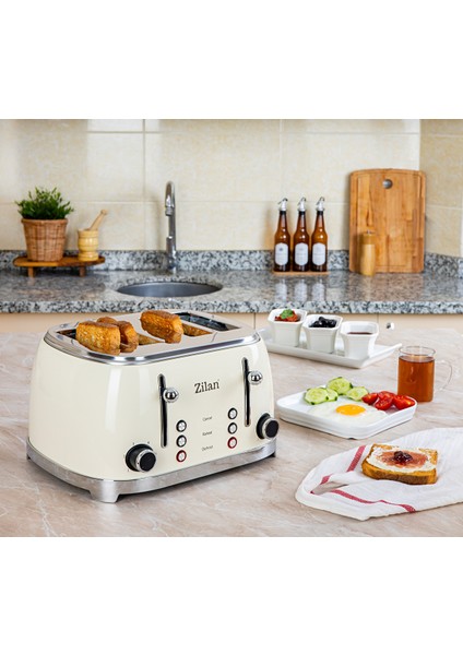 ZLN1214 | Retro Ekmek Kızartma Makinesi | 6 Kademeli | Buz Çözme | Yeniden Isıtma | 1500W