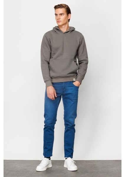 Erkek K.gri Kapşonlu Sweatshirt modelleri