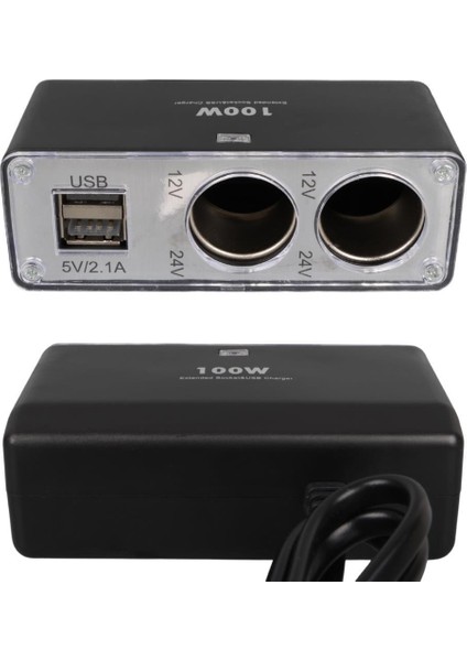 12-24V Çi̇ft USB Gi̇ri̇şli̇ 100W 70CM Kablolu 3'lü Araç Çakmak Çoklayici fiyatları
