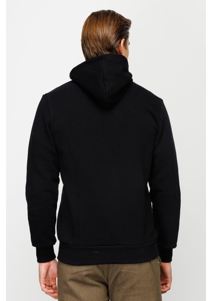 Erkek Siyah Kapşonlu Sweatshirt modelleri