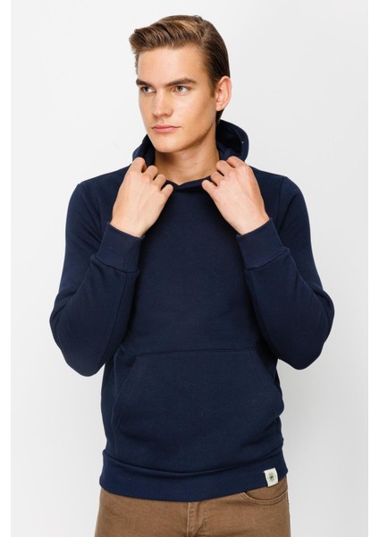Erkek Lacivert Kapşonlu Sweatshirt