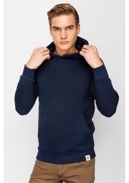 Erkek Lacivert Kapşonlu Sweatshirt indirimleri