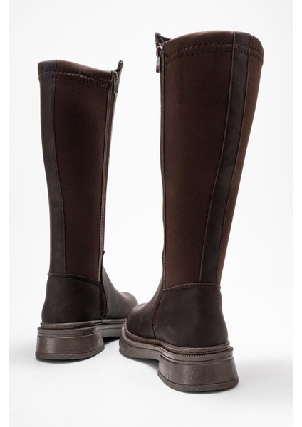 Kadın Düz Streçli Çizme Kahve Zümrüt fırsatları