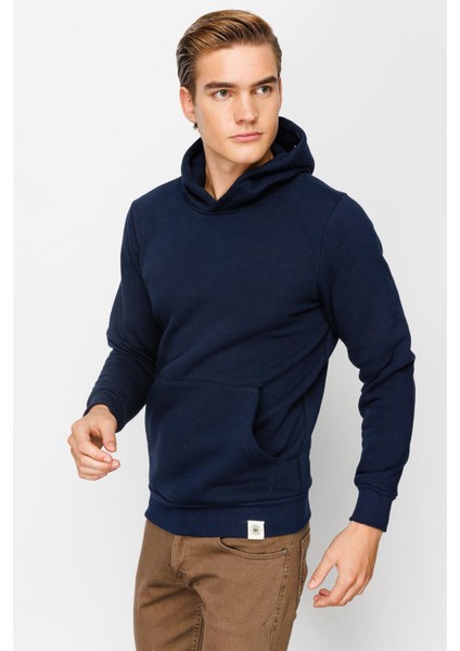 Erkek Lacivert Kapşonlu Sweatshirt