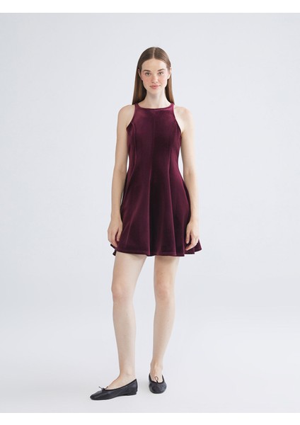 Yeni Sezon Halter Yaka A Kesim Kadife Mini Elbise fiyatları