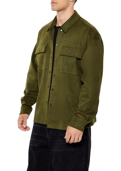 Suni Süet Çıtçıtlı Gömlek