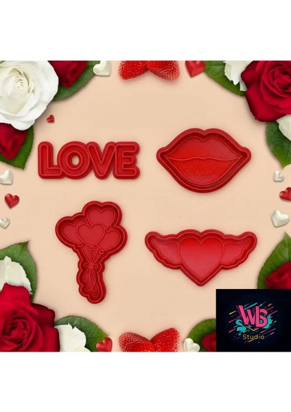Sevgi ve Aşk Temalı Kurabiye Kalıbı ve Şeker Hamuru Şekillendirici