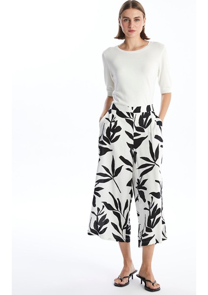 Yeni Sezon Beli Lastikli Desenli Kadın Kapri