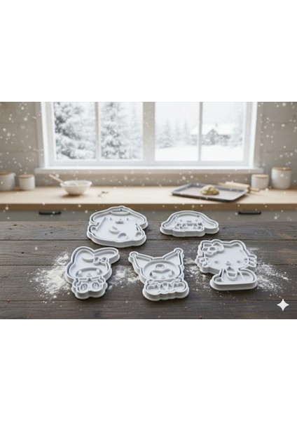 5'li Hello Kitty|kuromi|cinnemoral|mymelodi|pompompurin Kurabiye Kalıbı, Şeker Hamuru Şekillendirici