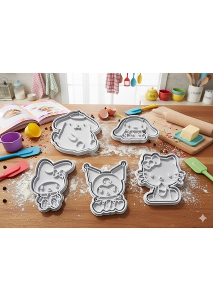 5'li Hello Kitty|kuromi|cinnemoral|mymelodi|pompompurin Kurabiye Kalıbı, Şeker Hamuru Şekillendirici fiyatları