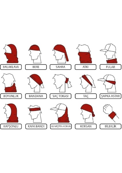 Siyah Boyunluk Bandana Buff Saç Bandı Maske Balaklava Toka modelleri