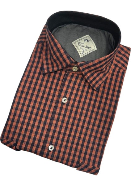 Klasik Geniş Kesim Ekoseli Flanel Çift Cepli Uzun Kollu Erkek Gömlek